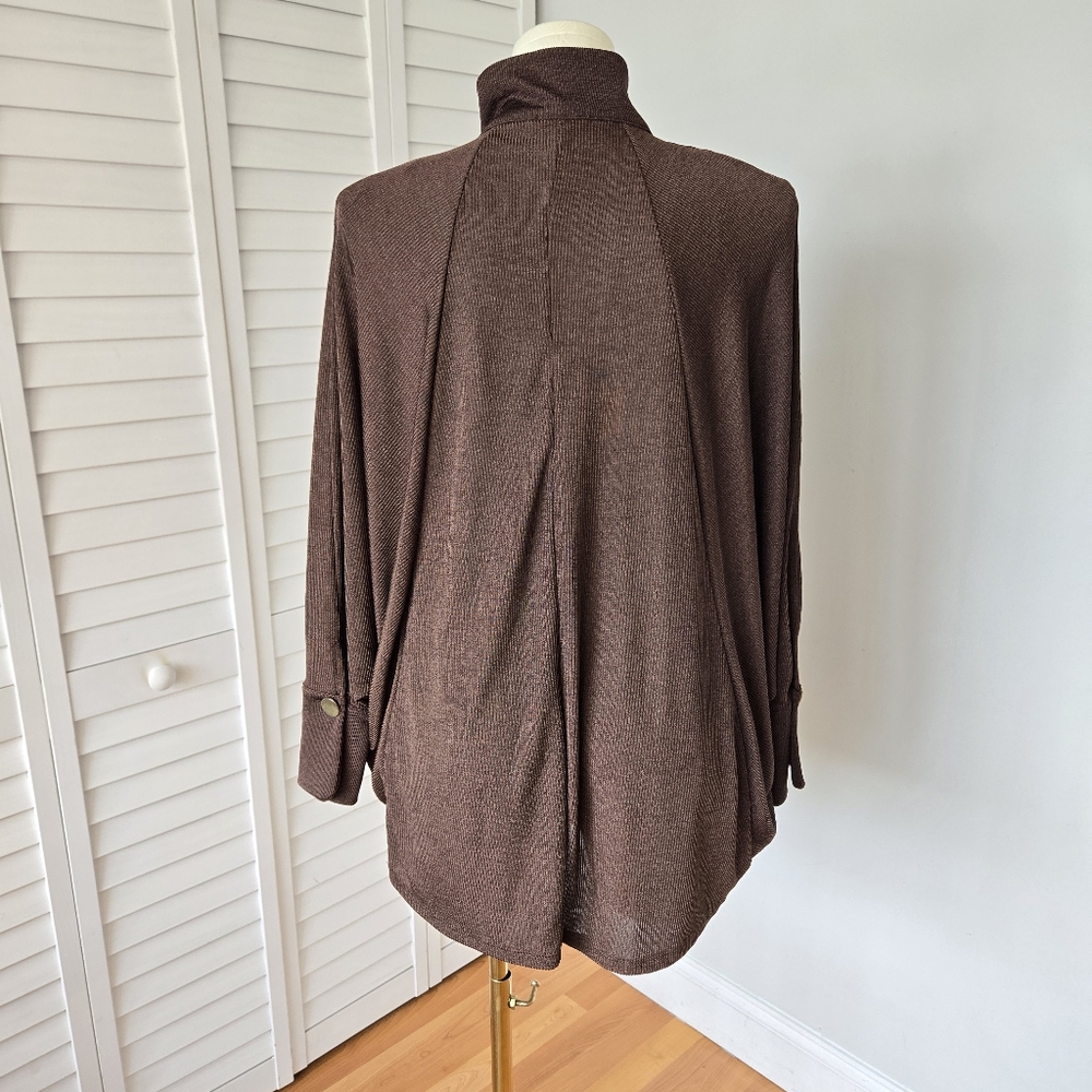 ZARA Brown Ribbed Knit Dolman Sleeve Top Size S Slouchy Minimal Cozy Chic Fall - Picture 6 of 12
